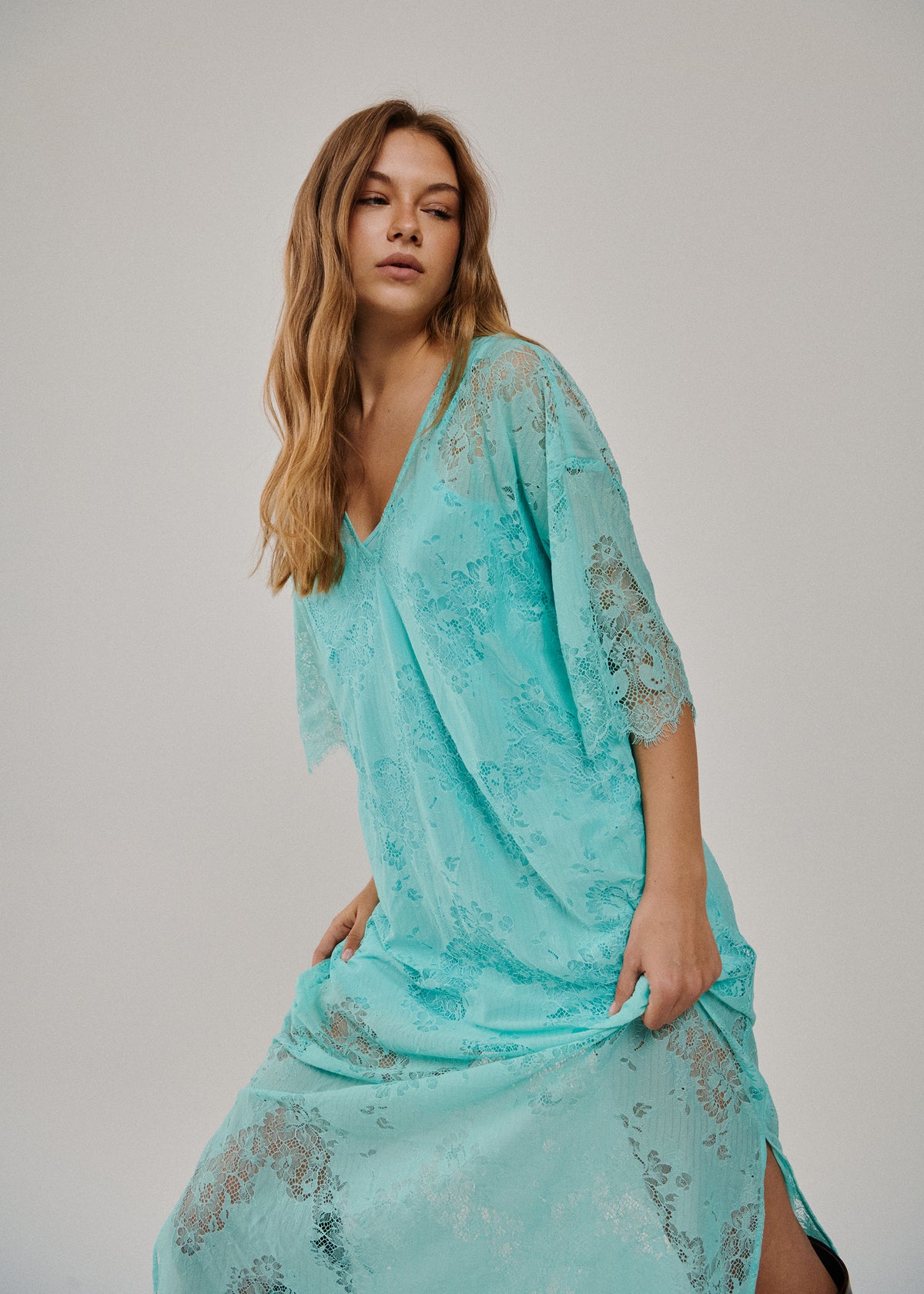 SAYMLULU LACE DRESS - BLUE RADIANCE