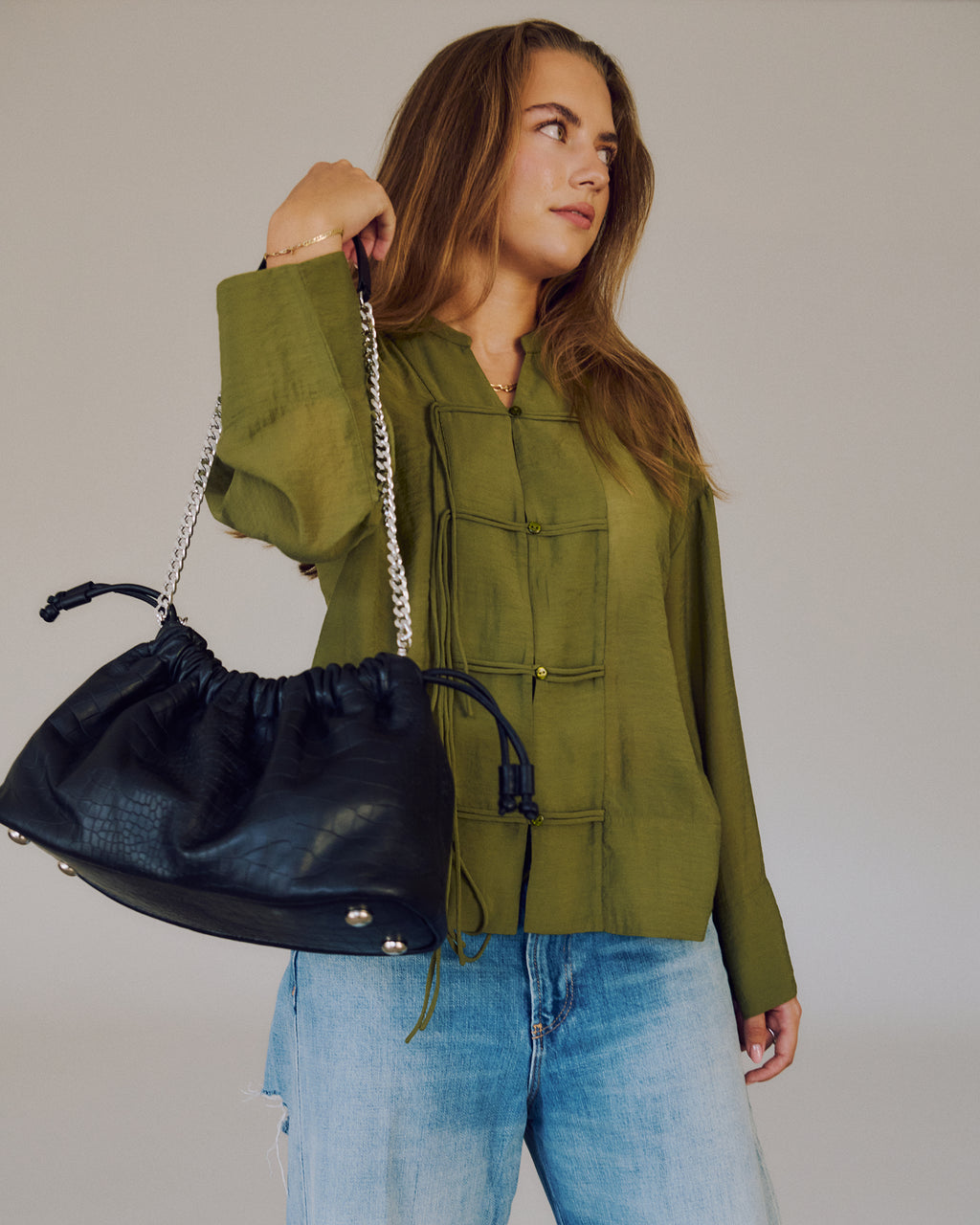 SAYMSIGNA LEATHER BAG - BLACK CROCO