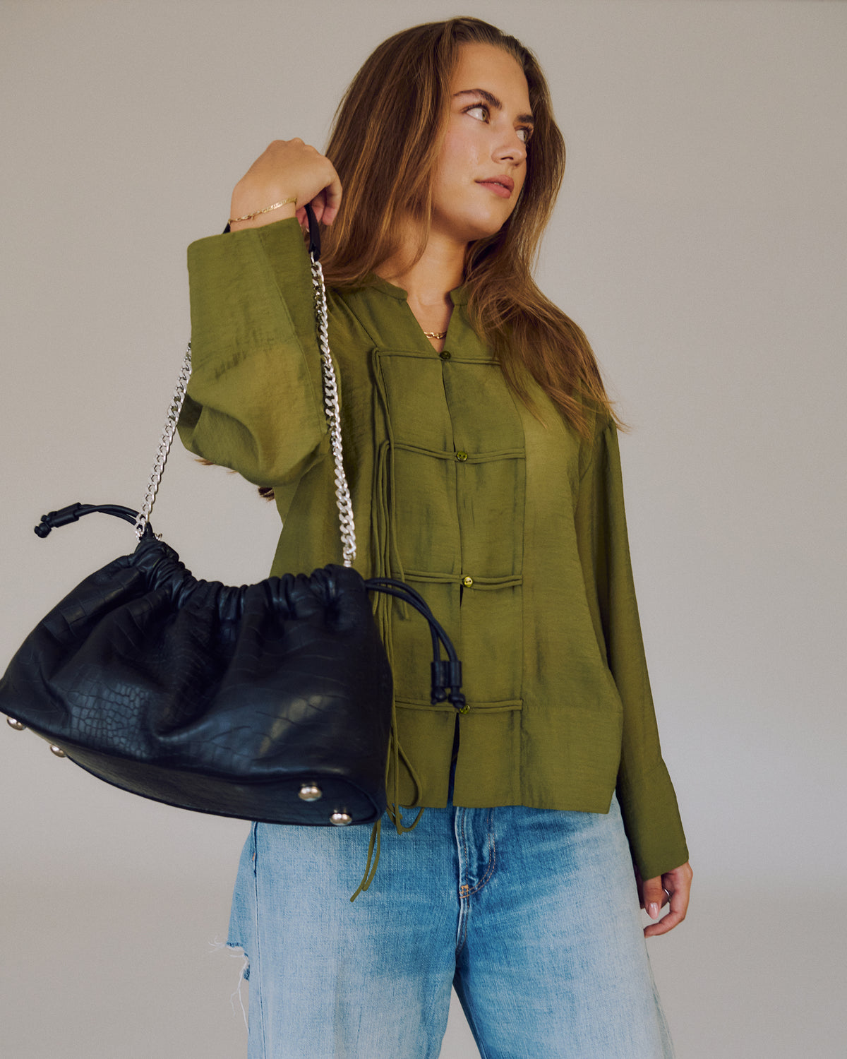 SAYMSIGNA LEATHER BAG - BLACK CROCO